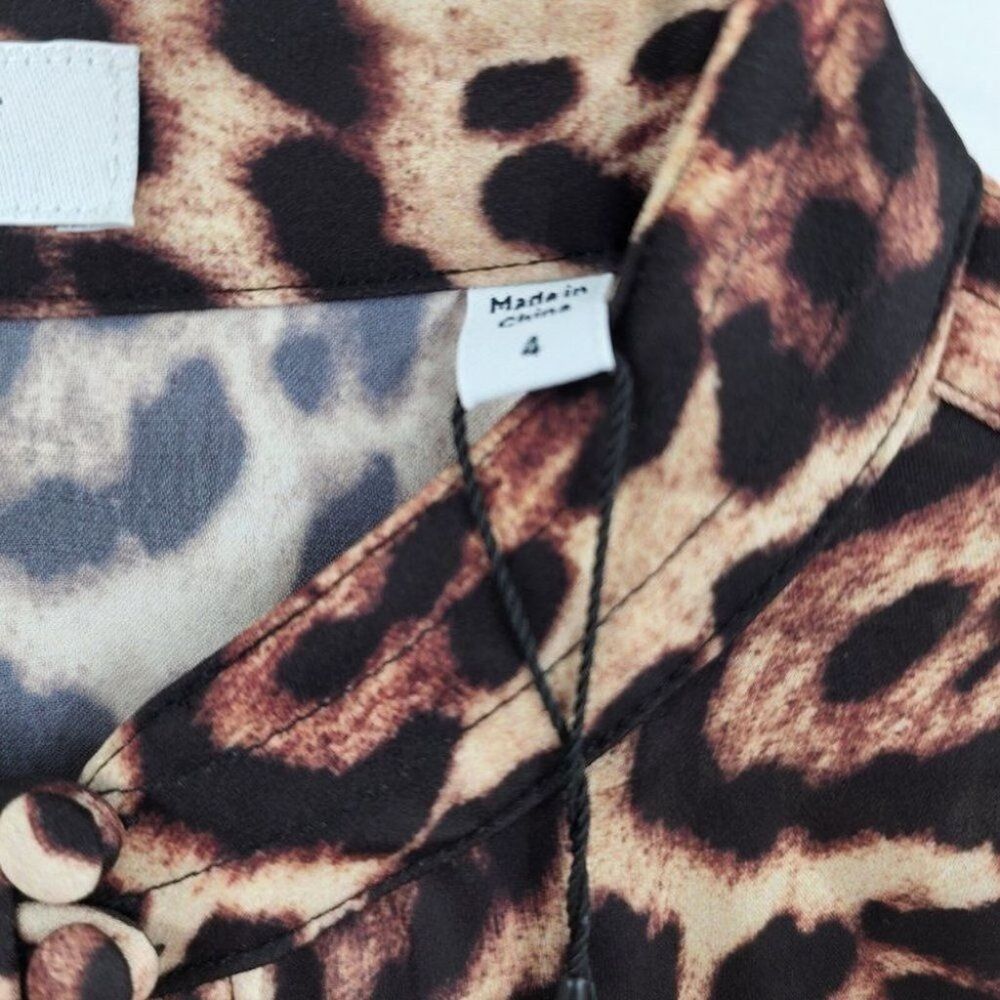 NWT EQUIPMENT FEMME Adalicia Animal Print Leopard Cheetah Dress Womens Size 4 - Picture 6 of 8